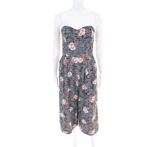 Corey Women Sweetheart Strapless Cherry Blossom Jumpsuit Cotton Size 4 10375539